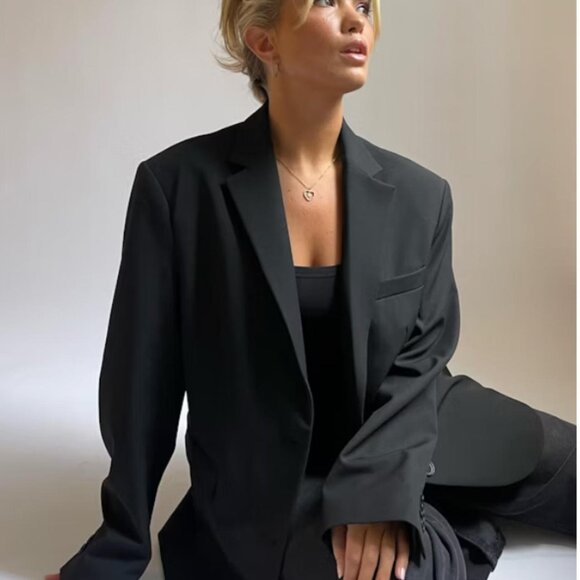 DJERF AVENUE forever blazer black SMALL NWOT (henmed sleeves for petite!) - Picture 1 of 5